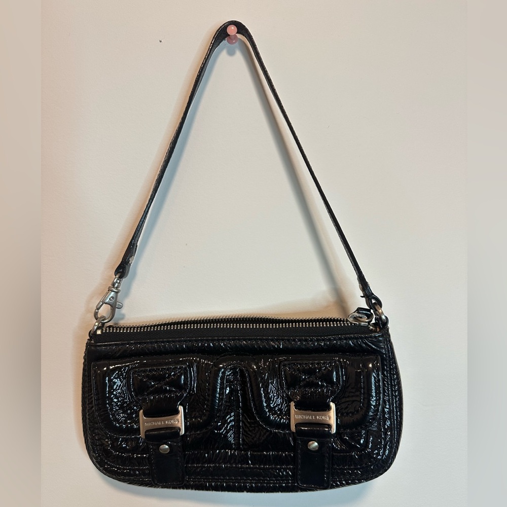 Michael Kors Black and Tan Leather Clutch